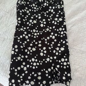 Black Daisy Print Slip dress